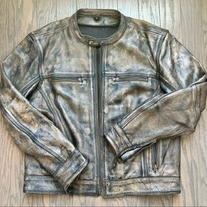 Mens XL (46) lamb skin leather motorcycle jacket.